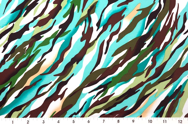 Printed Camouflage (White/Aqua/Brown)