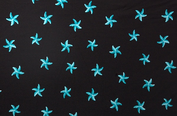 Printed Spandex (Turquoise, Black)