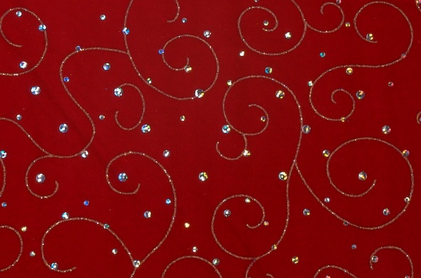 Glitter/Pattern Stretch Velvet (Red/Silver)