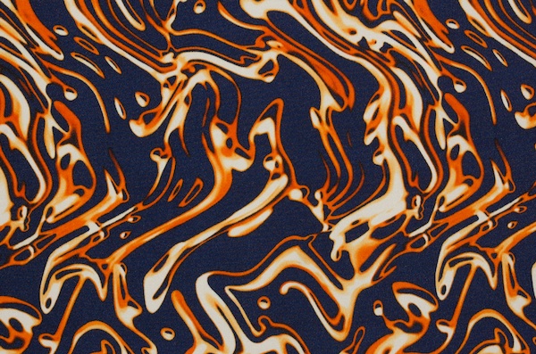 Printed Spandex (Navy/Orange Tie Dye)