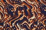 Printed Spandex (Navy/Orange Tie Dye)