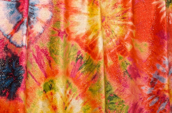 Glitter Tie Dye Stretch Velvet (Orange/Multi)