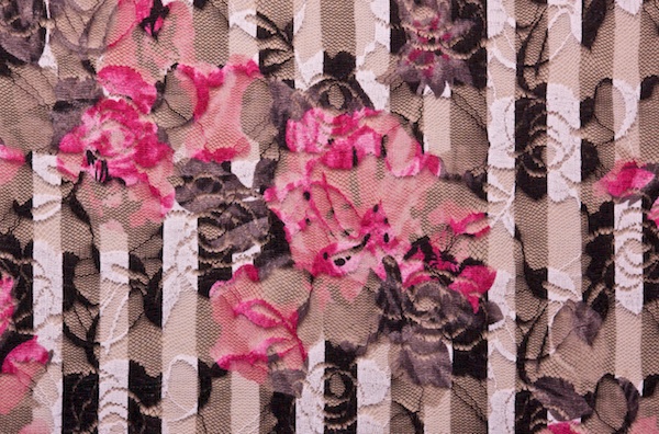 Stretch Printed Lace (Black/White/Fuchsia)