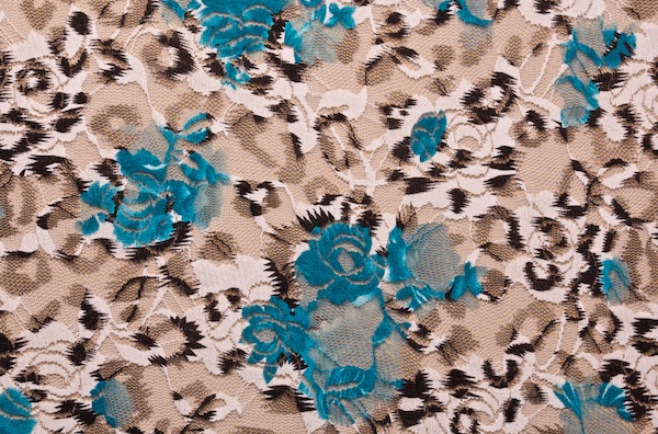 Stretch Printed Lace (Black/White/Teal)