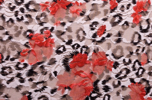 Stretch Printed Lace (Black/White/Red)