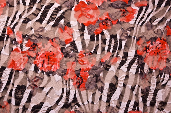 Stretch Printed Lace (Black/White/Red)