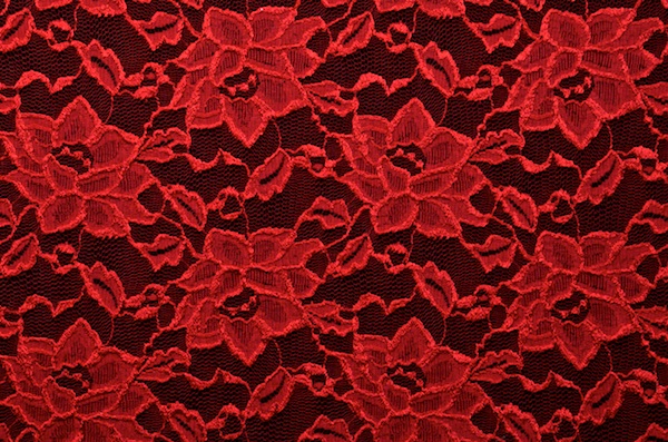 Dark Coral Stretch Lace Fabric by The Yard 