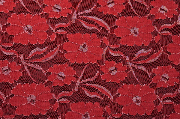 Stretch Metallic Lace (Red/Silver)