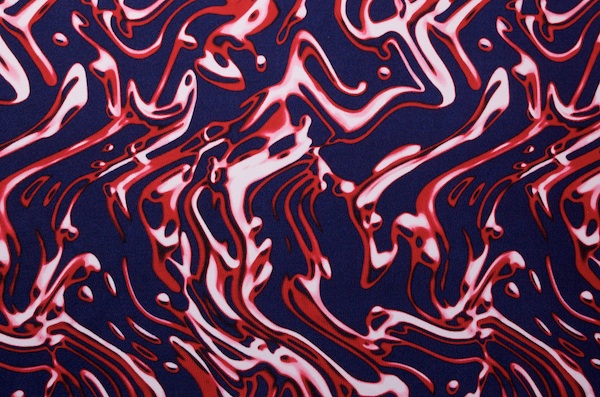 Printed Spandex (Navy/Red Tie Dye)
