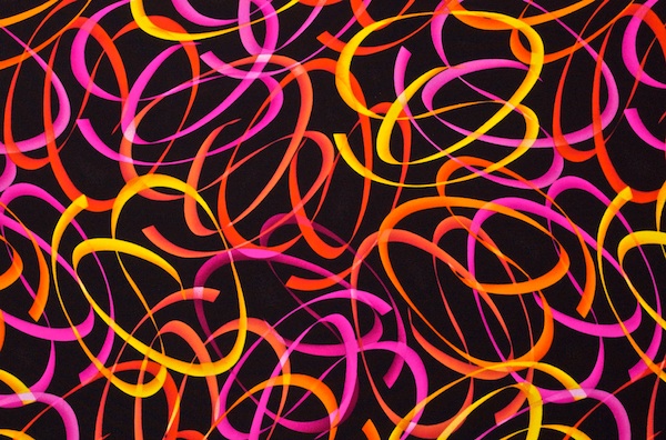 Abstract Print Spandex (Black/Neon Pink/Orange/Multi)
