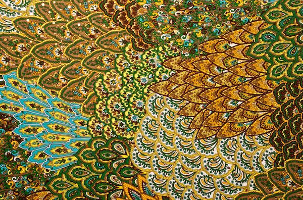 Peacock Prints With Sequins (Green/Brown/Copper)