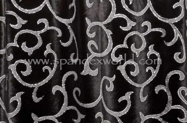 Glitter/Pattern Stretch Velvet (Black/White/Silver)