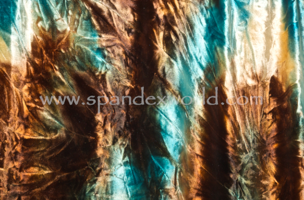 Tie Dye Stretch Velvet (Turquoise/Brown/Multi)