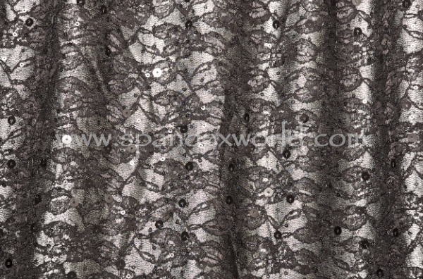 Stretch Sequins Lace (Black/Silver)