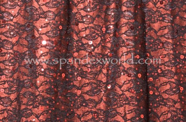 Non-Stretch Sequins (Black/Dark Red)