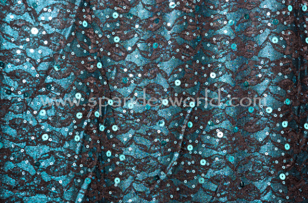 Non-Stretch Sequins  (Black/Turquoise)