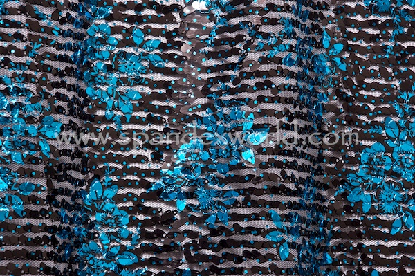 Stretch Sequins (Black/Turquoise)