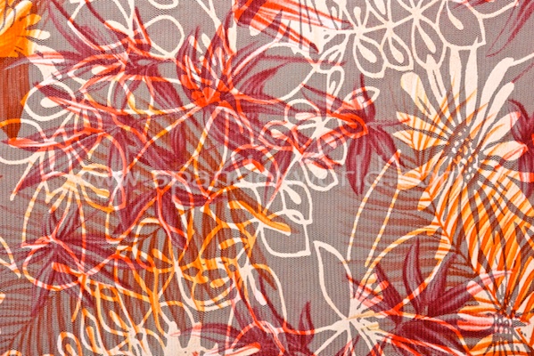 Stretch Printed Lace (Red/Orange Tie Dye)