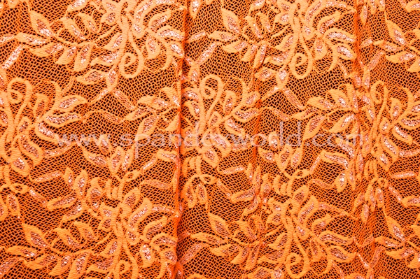 Stretch Metallic Lace (Neon Orange/Silver)