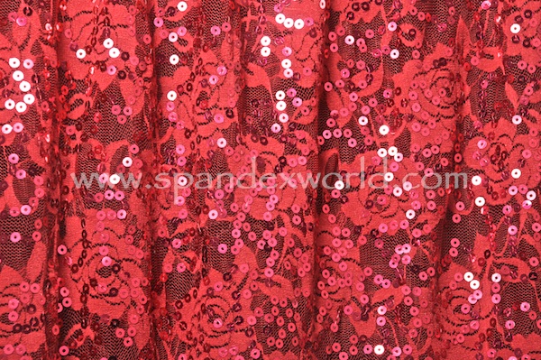 Stretch Sequins Lace (Merlot/Red-fuchsia)