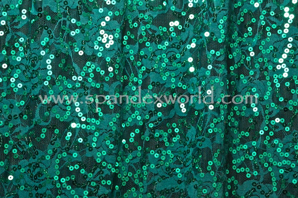 Stretch Sequins Lace (Teal/Teal)