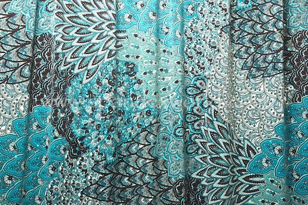 Peacock Prints With Sequins (Turquoise/Black/Multi)