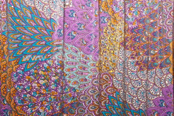 Peacock Prints With Sequins (Lavender/Turquoise/Yellow/Multi)