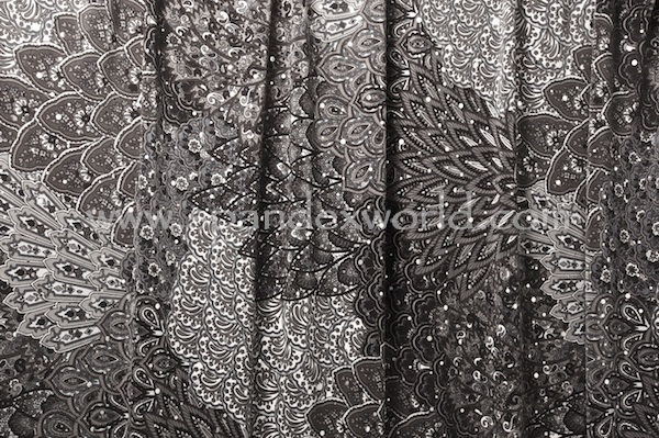 Peacock Prints With Sequins (Gray, Multi)