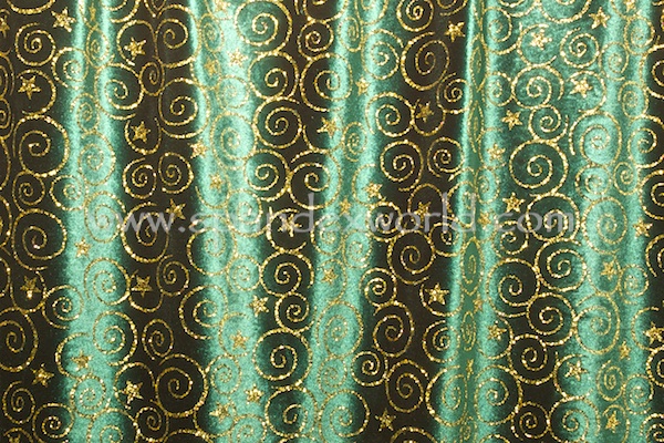 Glitter/Pattern Stretch Velvet (Christmas Green/Gold)