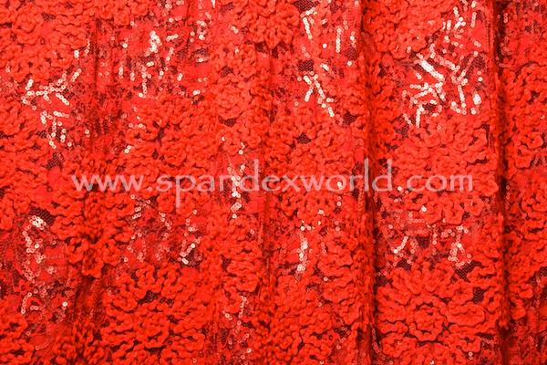 Stretch Sequins Lace (Red)