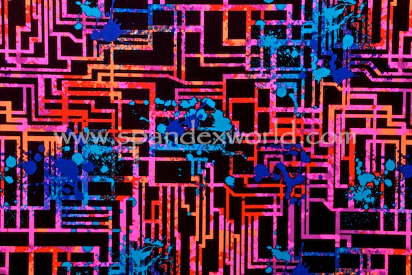 Abstract Print Spandex (Pink/Orange/Turquoise/Multi)