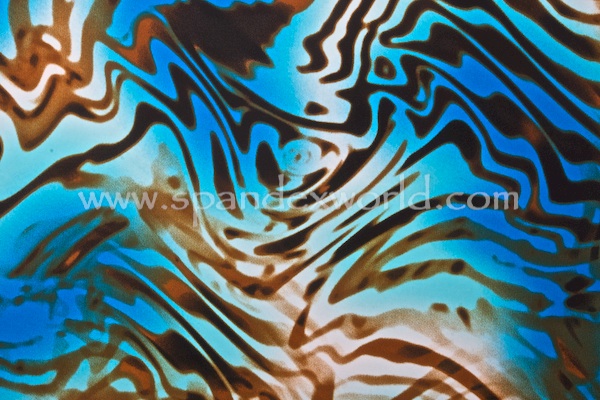 Abstract Print Spandex (Blue/Brown)