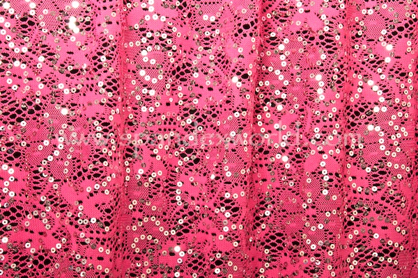 Stretch Sequins Lace (Magenta/Silver)