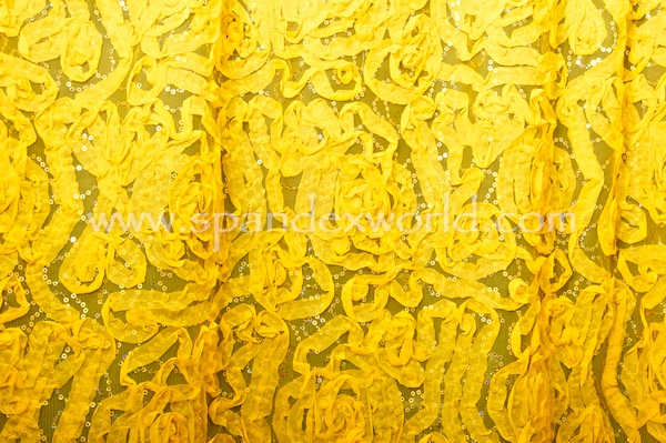 Stretch Sequins Lace (Yellow/Gold Sparkle)
