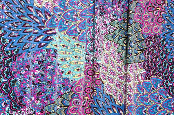 Peacock Prints With Sequins (Magenta/Purple/Yellow/Multi)
