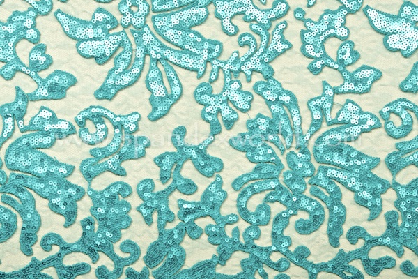 Non-Stretch Sequins Lace (Turquoise/Turquoise)