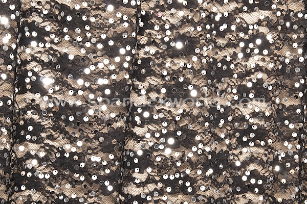 Stretch Sequins Lace (Black/Silver)
