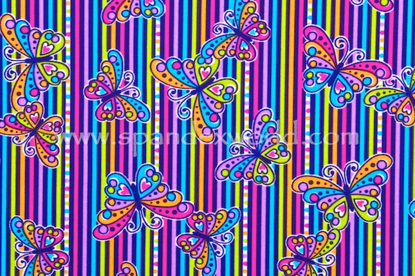 Abstract Printed Spandex (Butterfly/Multi)