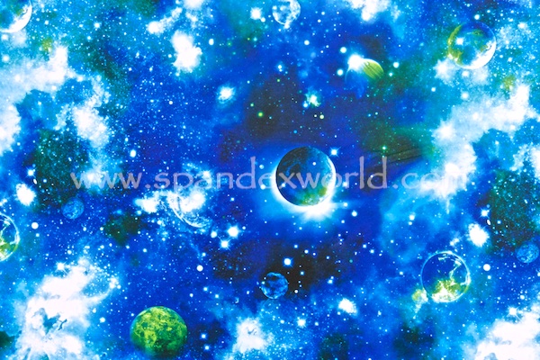 Printed Spandex (Green/Blue Galaxy Combo)