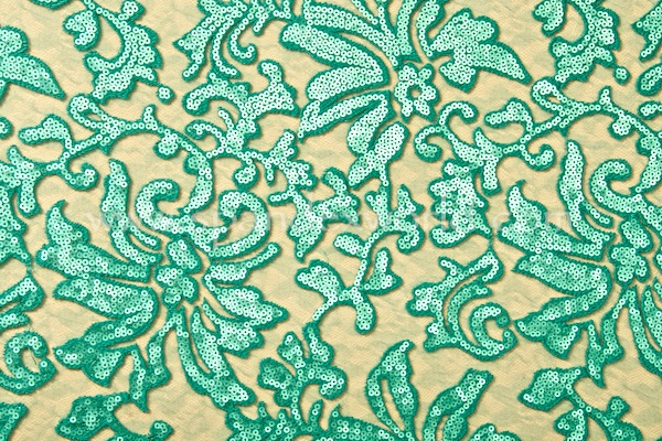 Non-Stretch Sequins Lace (Teal/Teal)