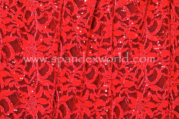 Stretch Sequins Lace (Red/Red)