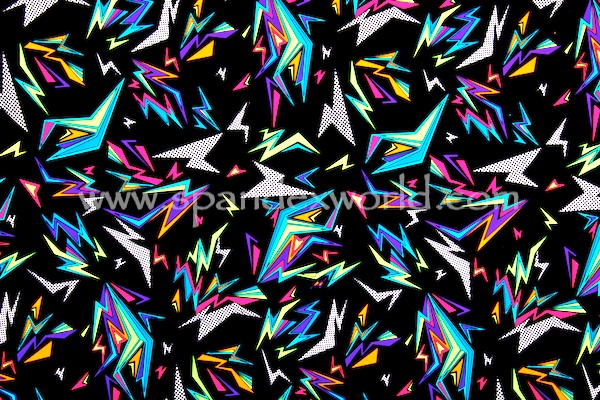 Abstract Print Spandex (Black/Neon Multi)
