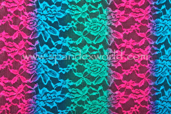Stretch Printed Lace (Fuchsia/Green/Multi)