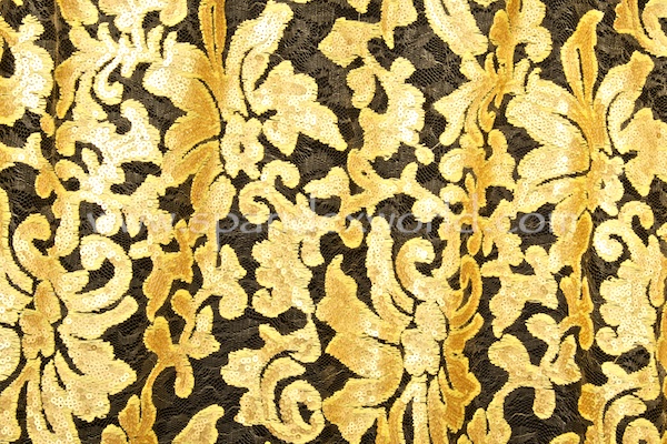 Non-Stretch Sequins Lace (Yellow/Gold)