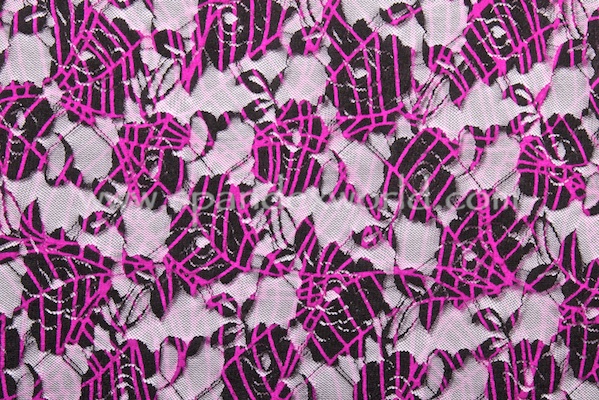 Stretch Printed Lace (Black/Purple)