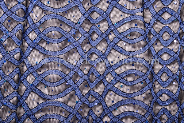 Stretch Sequins Lace (Black/Royal/Royal Holo)