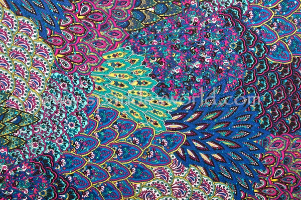 Peacock Prints With Sequins (Blue/Purple/Turquoise/Multi)