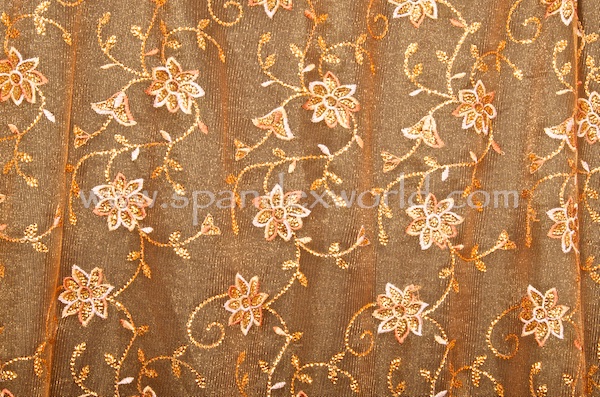 Non-Stretch Sequins Lace (Dark Peach/Copper/Multi)