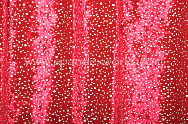 Glitter/Pattern Stretch Velvet (Red/Silver Holo)
