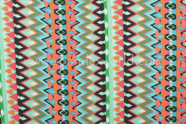 Printed Cotton Lycra® (Green/Orange/Multi)